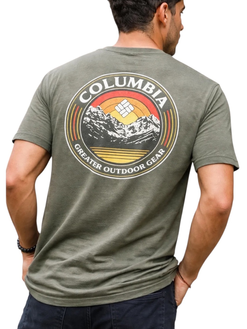 COLUMBIA Tee Heritage Seal T-Shirt Grey Multi Colored Graphic NWT